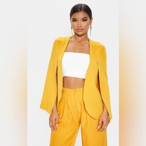 PrettyLittleThing NWOT Mustard Cape Blazer Size 2